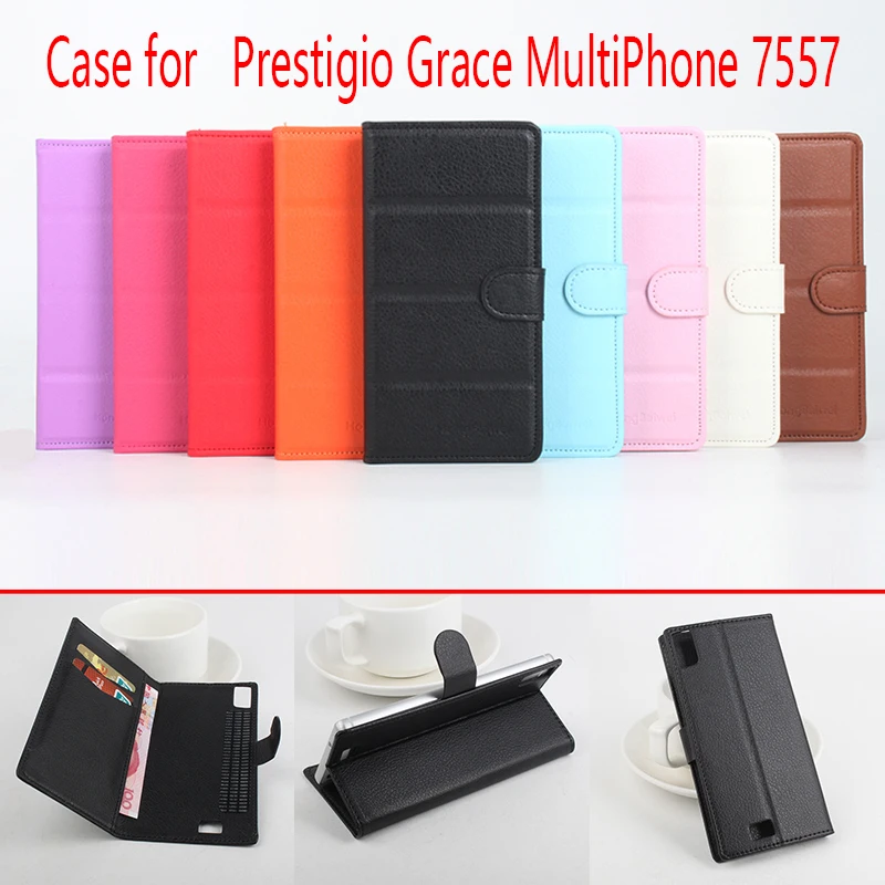 For Prestigio MP 7557 Phone Case Folio Flip Pure Color Lichee Pattern PU Leather Wallet Cover Cash/Card Slots sanheng | Мобильные