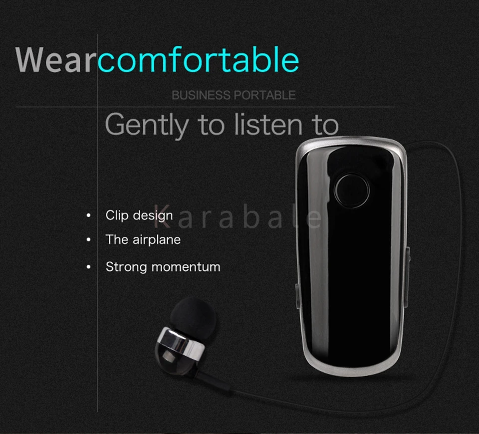 Karabale K39 Беспроводная bluetooth-гарнитура CSR чип в ухо Вибрационный оповещение износ клип наушник Hands-Free
