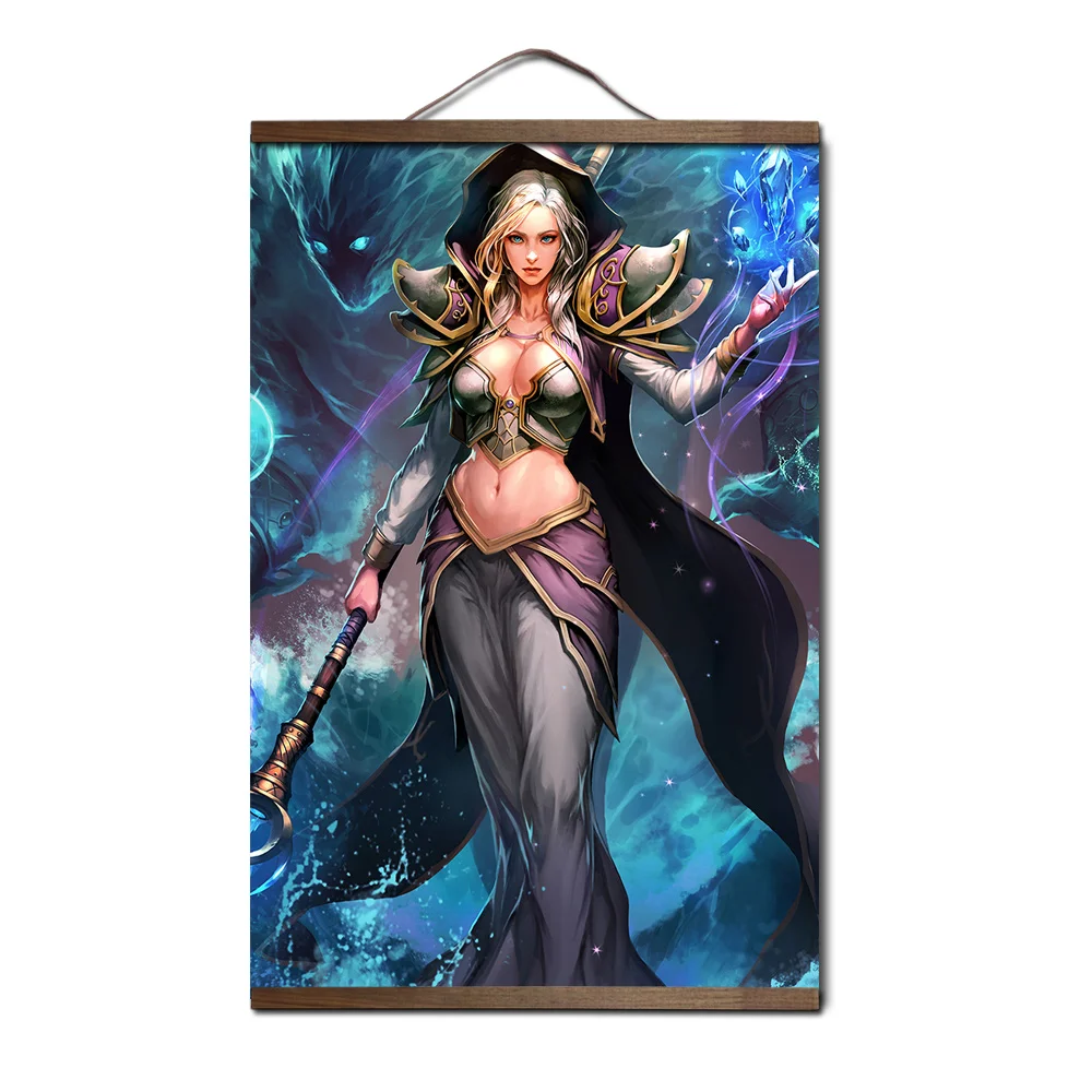 World of Warcrafts плакат для HD Холст плакат украшение живопись Sylvanas Windrunner Jaina Висячие деревянные свитки живопись