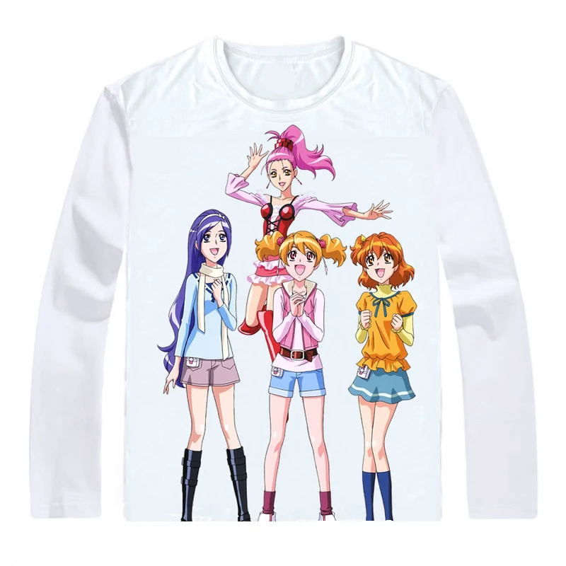 Футболки с длинным рукавом Fresh Pretty Cure рубашки рисунком аниме блестками для