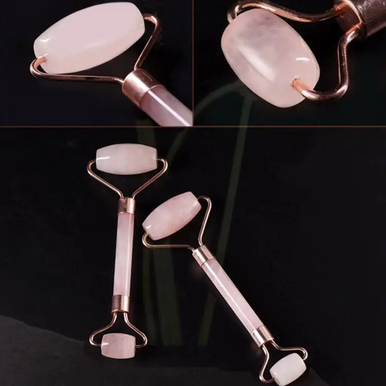 Натуральный розовый кварц J роликовый для похудения Массажер лица природного