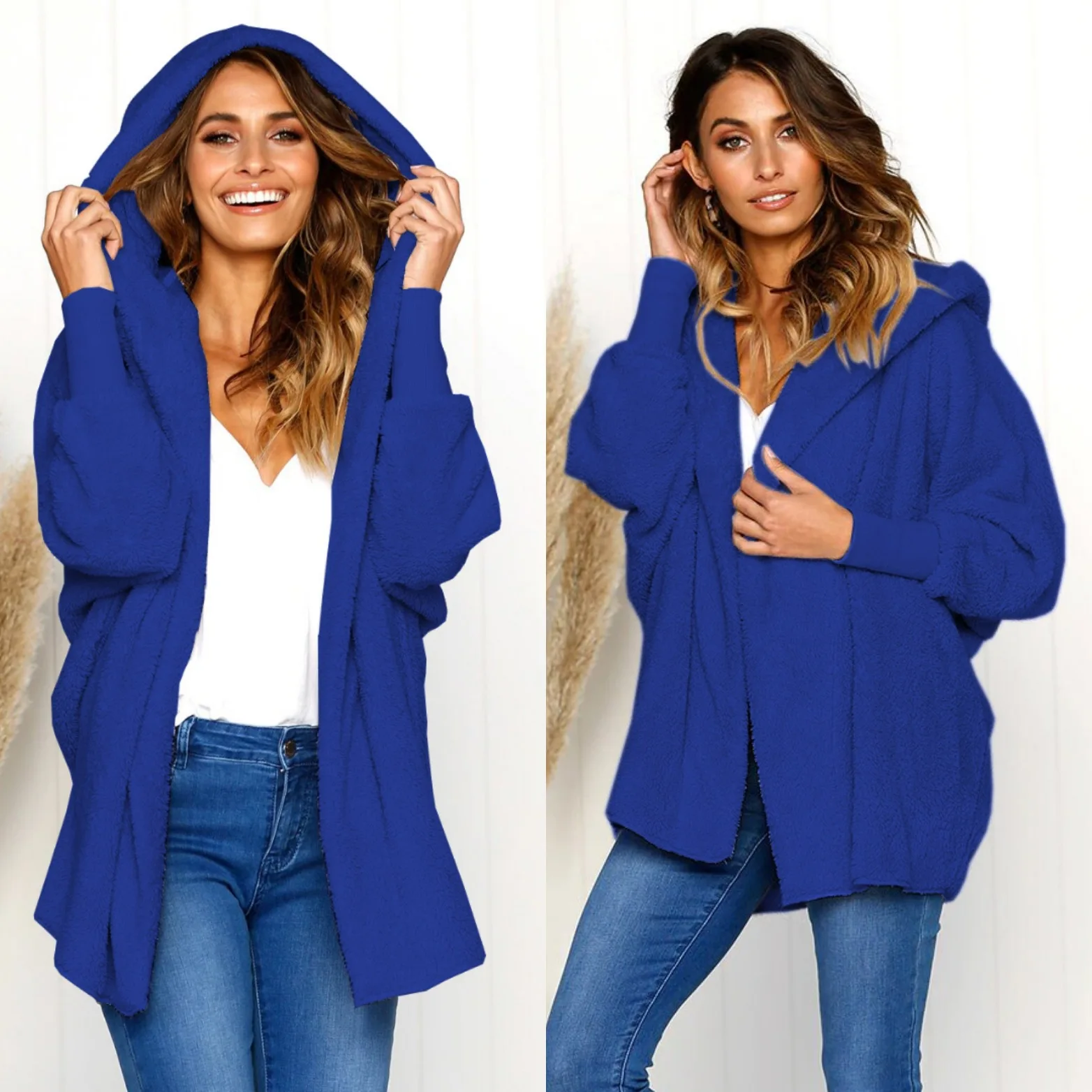 

Style 2018 hot sale autumn and winter chic v-neck sheath slim full woman long coat solid double wearable open stitch female coat