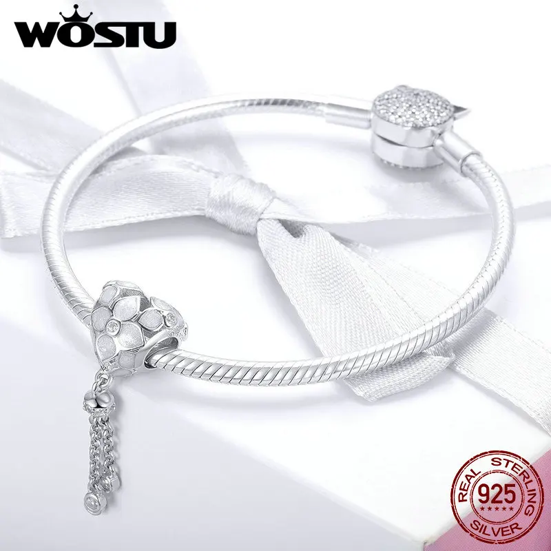 WOSTU Подлинная 925 пробы серебряные цветущие подвески в форме хрустальных цветов