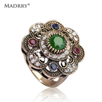 madrry high quality vintage sculpture flower rings turkish jewelry antique gold color finger ring aneis anel christmas delicate