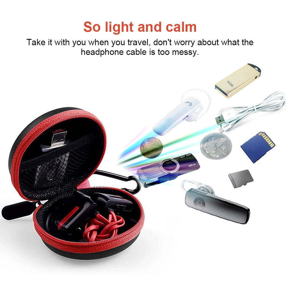 Hoomall наушники USB кабель коробка для хранения портативный жесткий круглый в форме