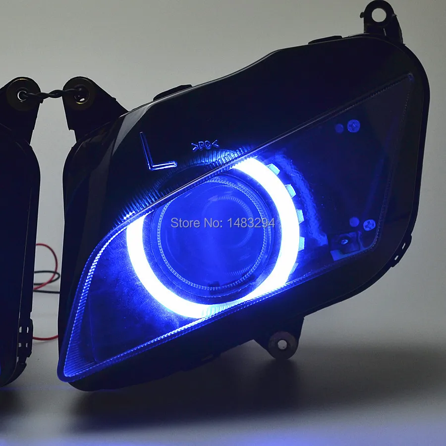 

Custom Modified 2.8"Big Blue Angel Eyes Assembled HID Projector Conversion Headlight Fits For Honda CBR600RR 2007-2012