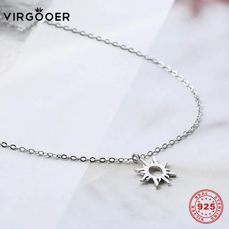 Virgooer серебряное ожерелье Новая мода Солнечный кулон винтажный дизайн цепочка