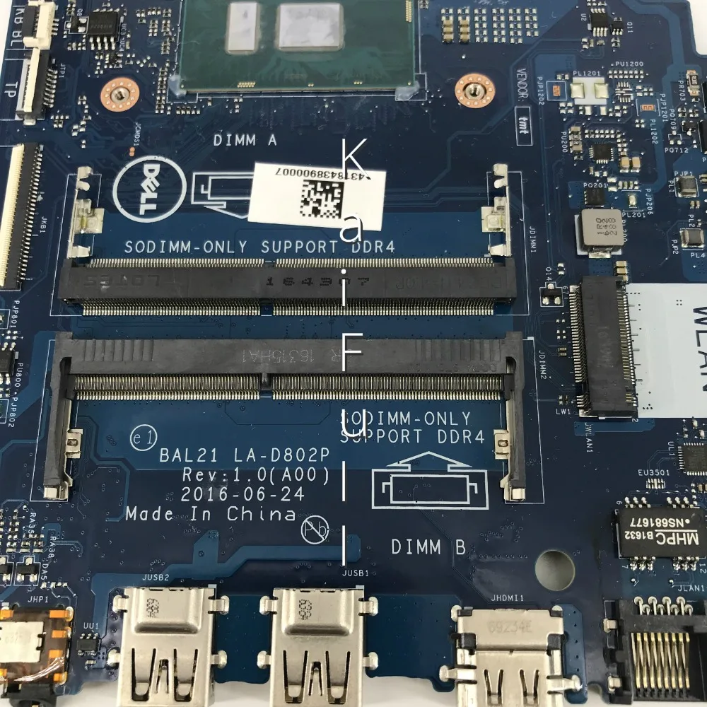 CN-0DG5G3 DG5G3 для DELL INSPIRON 5567 материнская плата ноутбука BAL21 LA-D802P REV: 1 0 (A00) SR2EU I5-7200U |