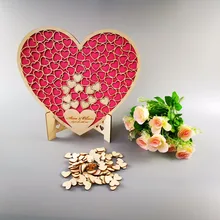 Livre d'or de mariage personnalisé en forme de cœur, boîte de dépôt de cœurs rustique, livre d'or 3D en bois
