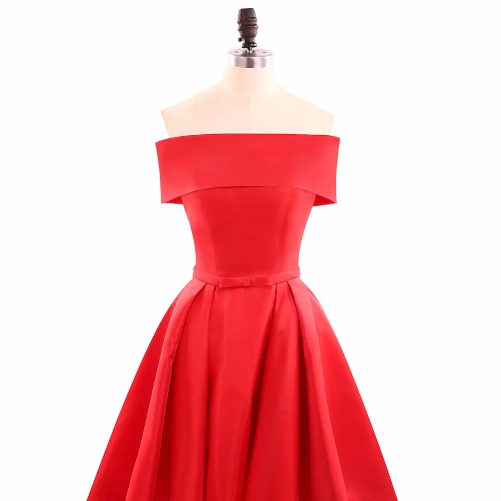 Красные Простые Короткие Выпускные платья Robe De Soiree с открытыми плечами длиной до