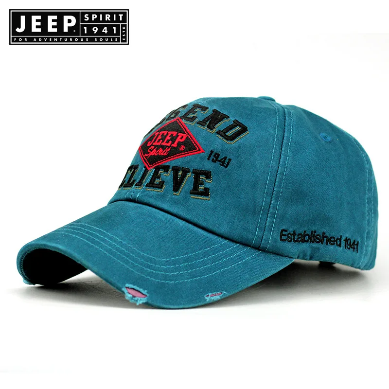 Бренд JEEP SPIRIT, бейсбольная кепка, повседневная, хлопковая, унисекс, Кепка с вышитыми буквами, летняя кепка для мужчин, gorra hombre, модная, с дырками, женская кепка - Цвет: Denim Blue