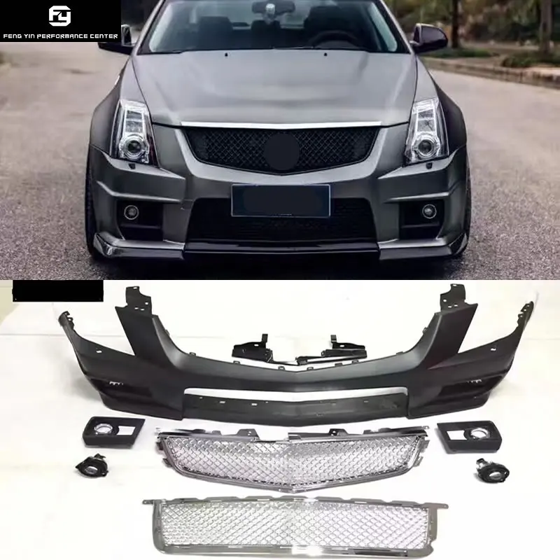CTS CTS-V стиль PP Upainted передний бампер гоночные грили для Cadillac CTS CTS-V комплект кузова автомобиля 08-12