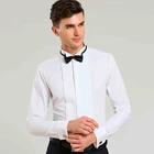 Мужская Однотонная рубашка с французскими манжетами, формальная Классическая рубашка с воротником в виде крыла, мужские рубашки для смокинга, рубашки для жениха, свадьбы, сценического костюма