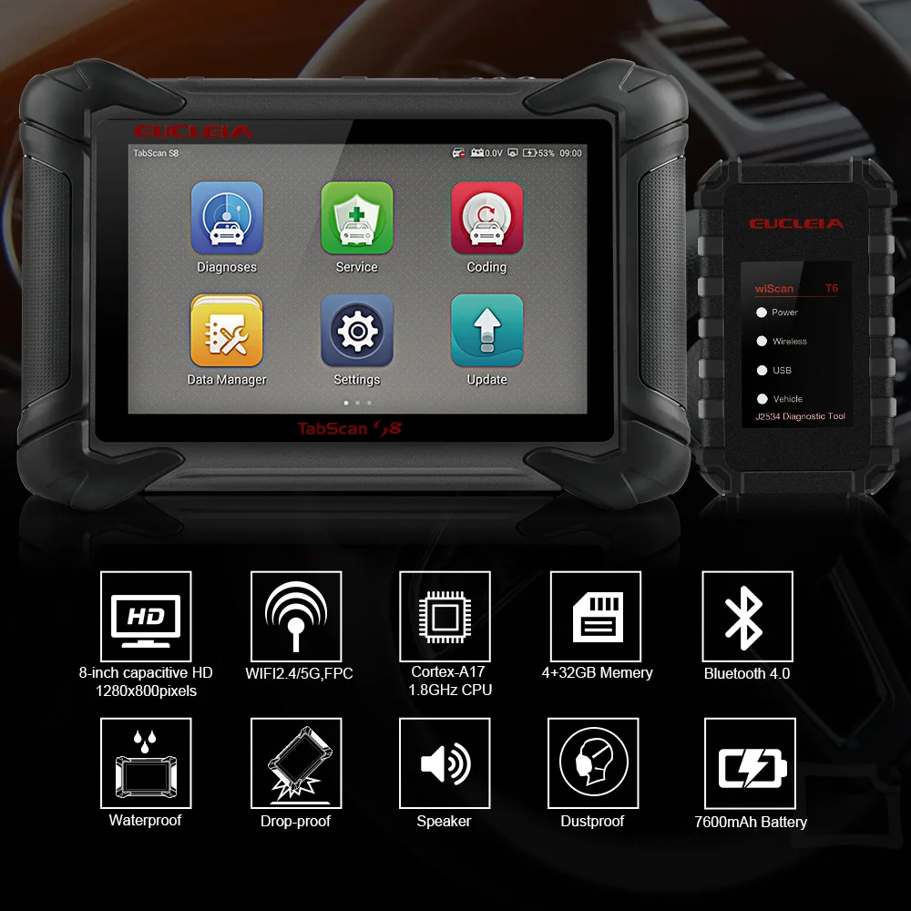 EUCLEIA S8 OBD2 Профессиональный инструмент полная система программирования ECU ABS EPB SAS