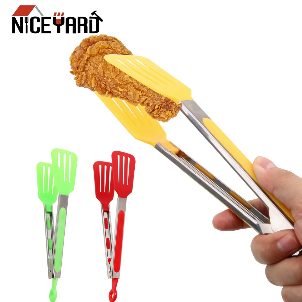 NICEYARD щипцы для сервировки салата и барбекю с антипригарным покрытием кухонные щипцы из нержавеющей стали Ручка Посуда силиконовая пицца хлеб стейк клип