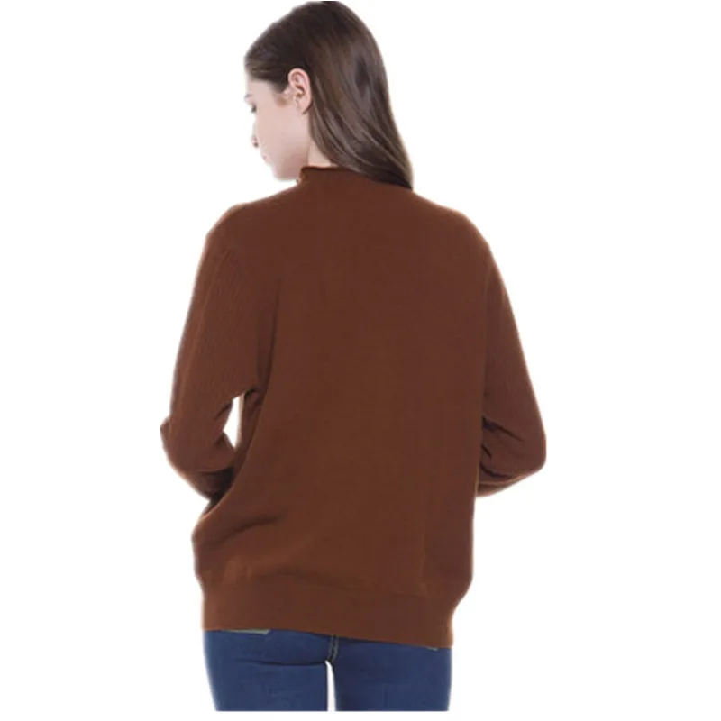 Зимние женские пуловеры больших размеров 5XL чистый цвет круглый вырез длинный