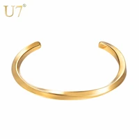 u7 bracelet stainless steel minimalist twisted cuff bangle wrist accessories gold color menwomen gift jewelry bracelets h1051