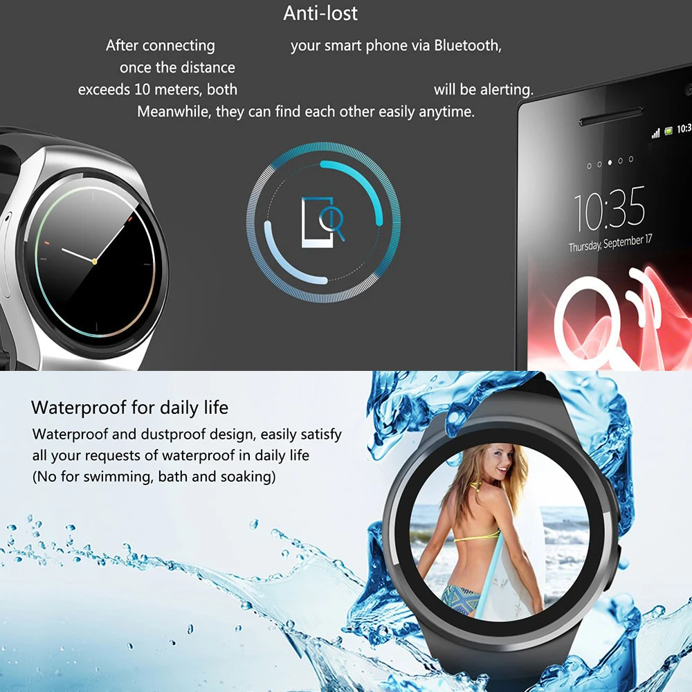 Kingwear kw18 Bluetooth Смарт часы с сенсорным экраном пульсометром Whatsapp водонепроницаемые