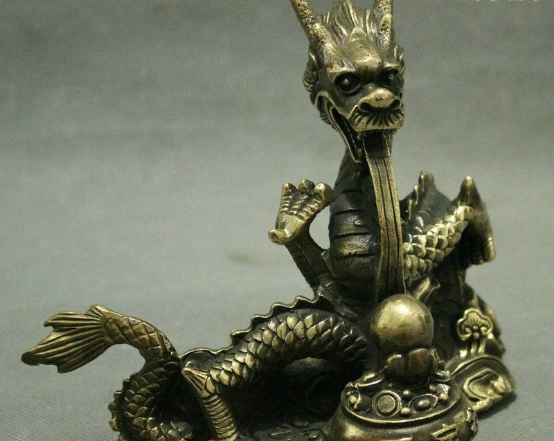 6 &quotКитайский Бронзовый Медный Фэншуй сокровище чаша Год Зодиака Dragon Ball Статуя |