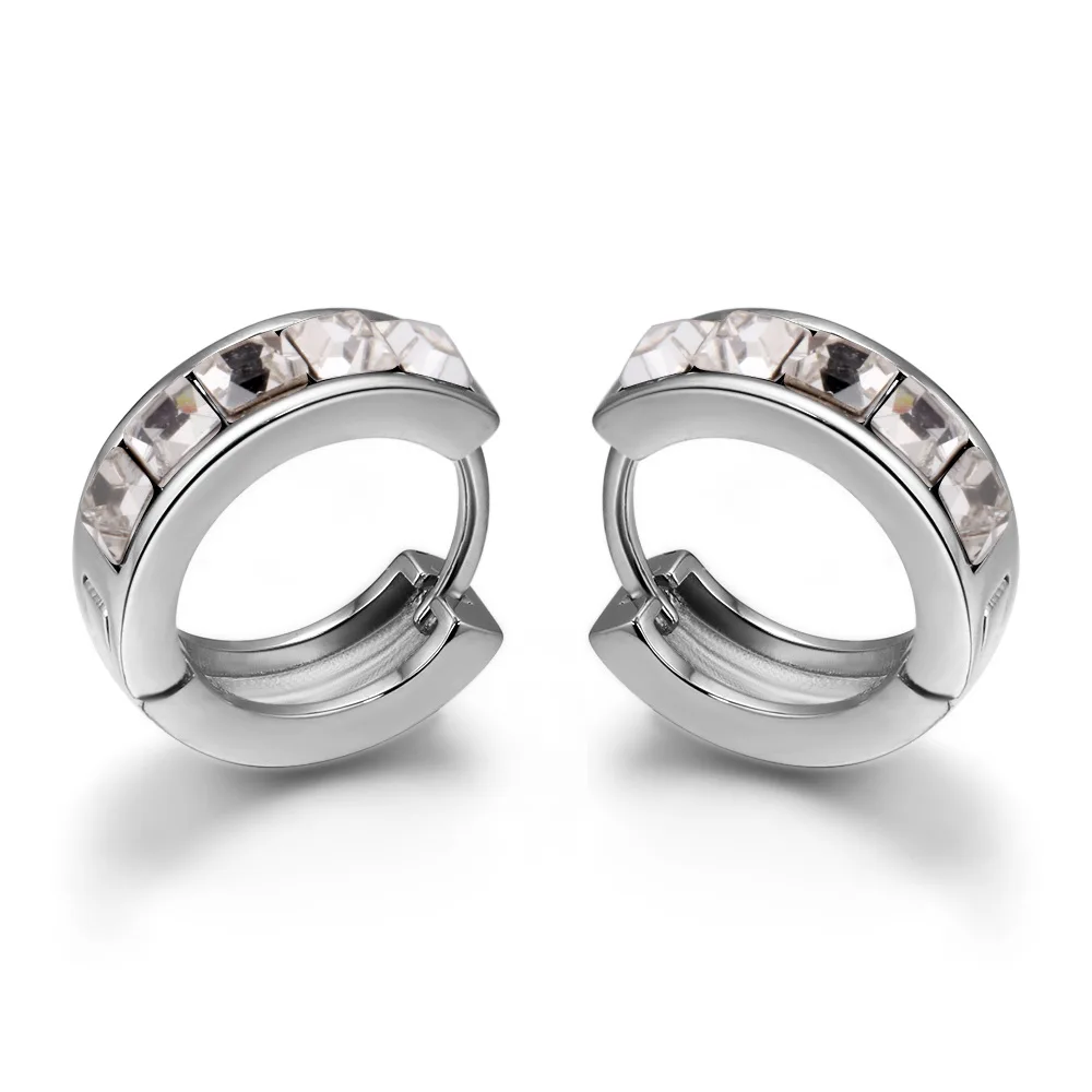 Модные серьги-гвоздики с кристаллами Swarovski-Elements для женщин любовник серебряного
