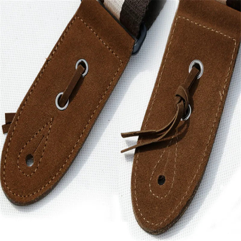 SOACH White stripes straps Acoustic Guitar black Strap Belt Adjustable Nylon colors Leather Ends For Guitars | Спорт и развлечения