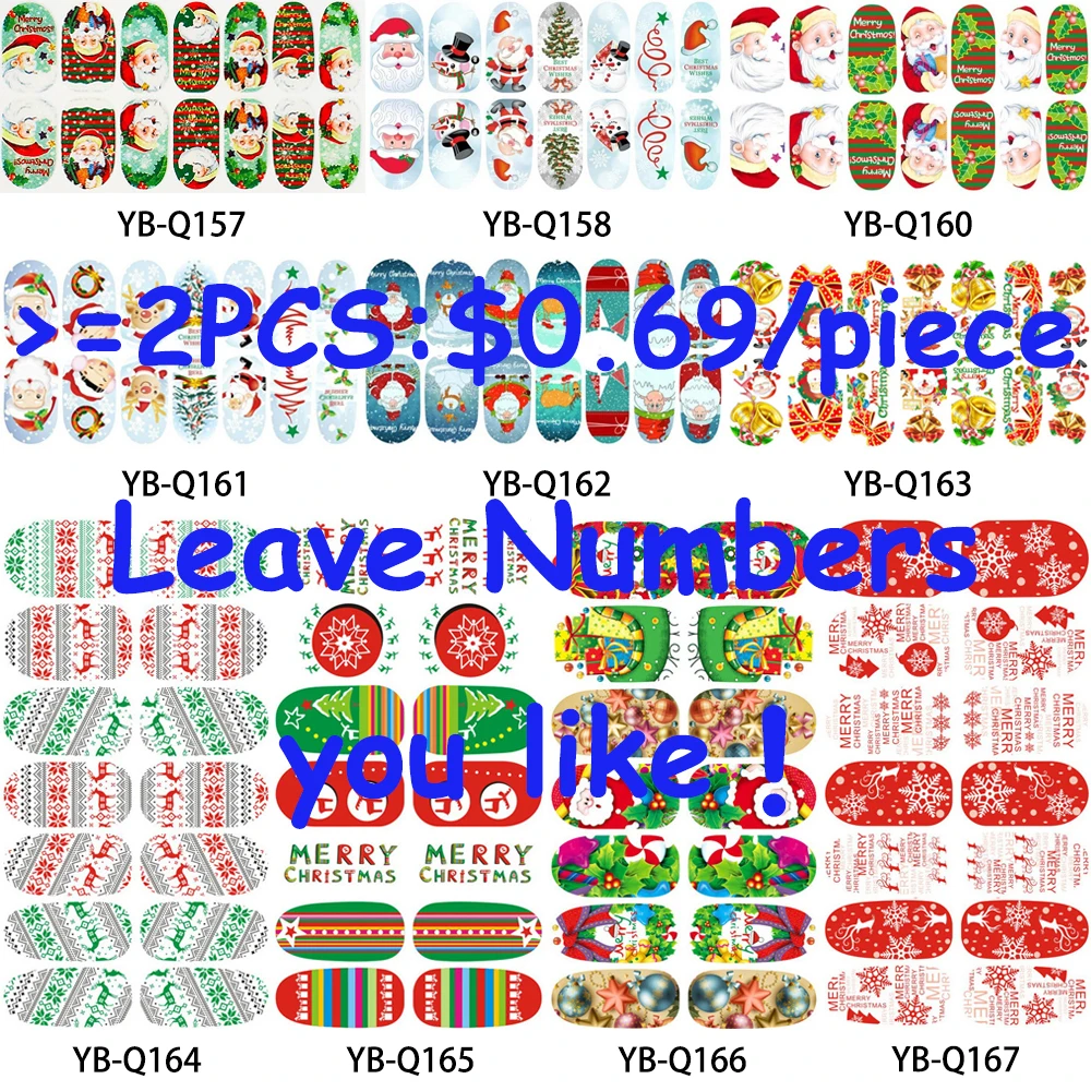 1 шт. светящиеся наклейки для ногтей рождественские фрукты Санта Клаус дизайн