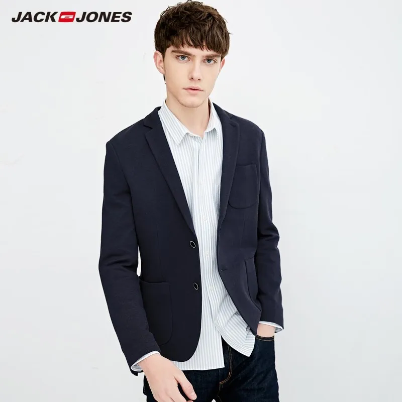 JackJones мужское эластичное приталенное трикотажное пальто из 100% хлопка с зубчатым