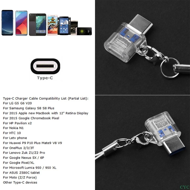 Мини-usb 3,1 type C Мужской к микро USB Женский адаптер конвертер с брелком для samsung huawei LG Xiaomi Android Phone