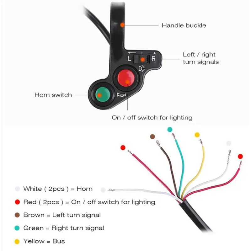Motorcycle Switch Light 3 in 1 Turn Signal Horn ON/OFF Button Electric Bike Scooter Quad for 22mm Dia Handlebars Accessories | Автомобили