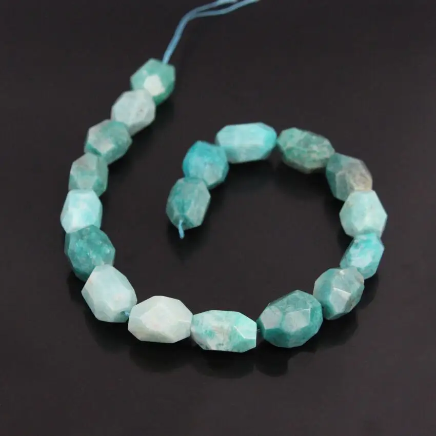 Ожерелье с подвеской 15 5 &quot/strand Raw Peru Amazonite Граненый Самородок свободные шарики