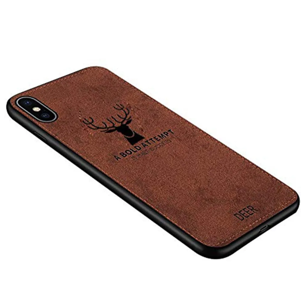 For iPhone Xs MAX Case Soft Luxury Slim Fabric Texture TPU 3D Deer Print Cloth Pattern Cover Edge Shockproof |
