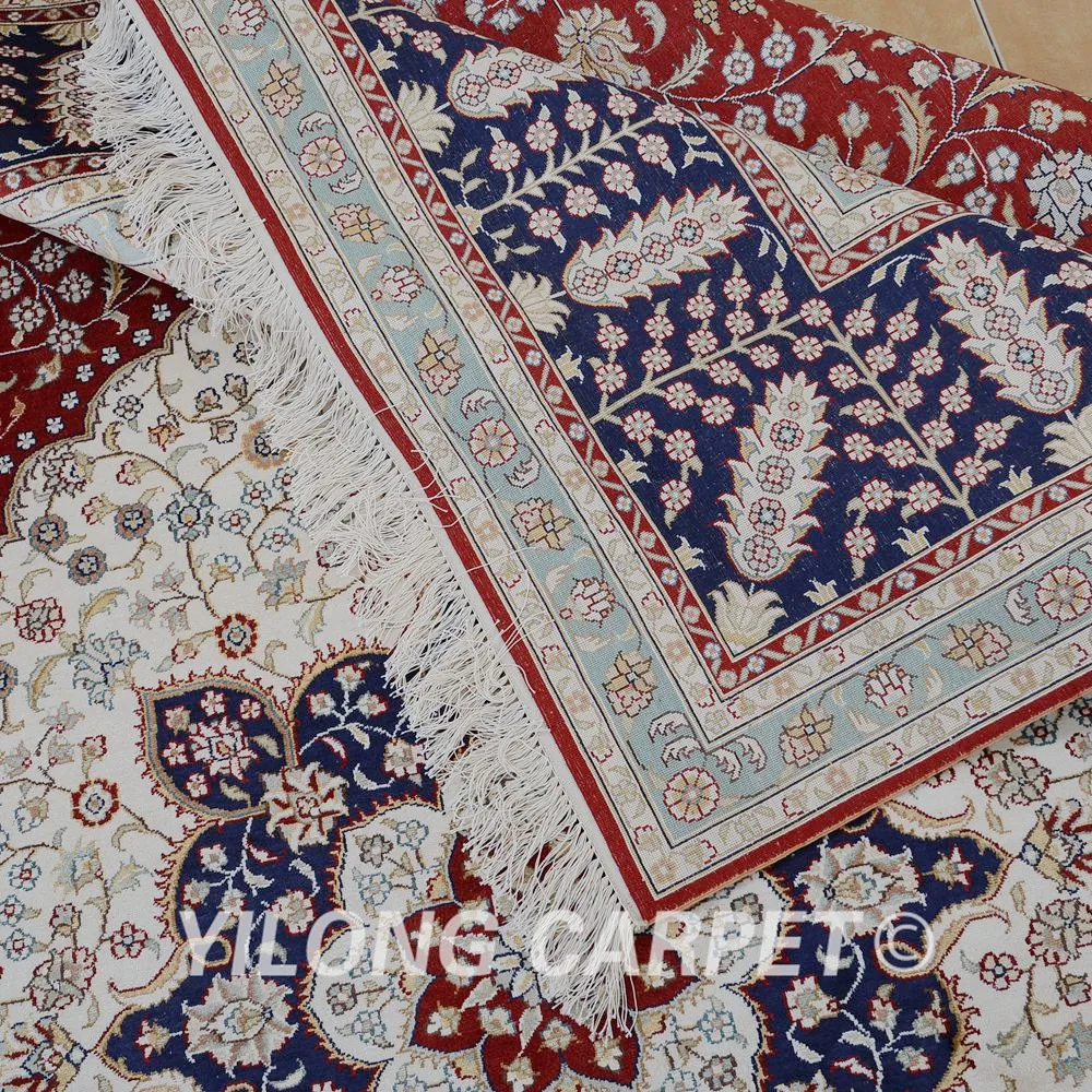 

Yilong 9'x12' Antique classic rug large red vantage handmade turkish silk carpet double knotted (0912)