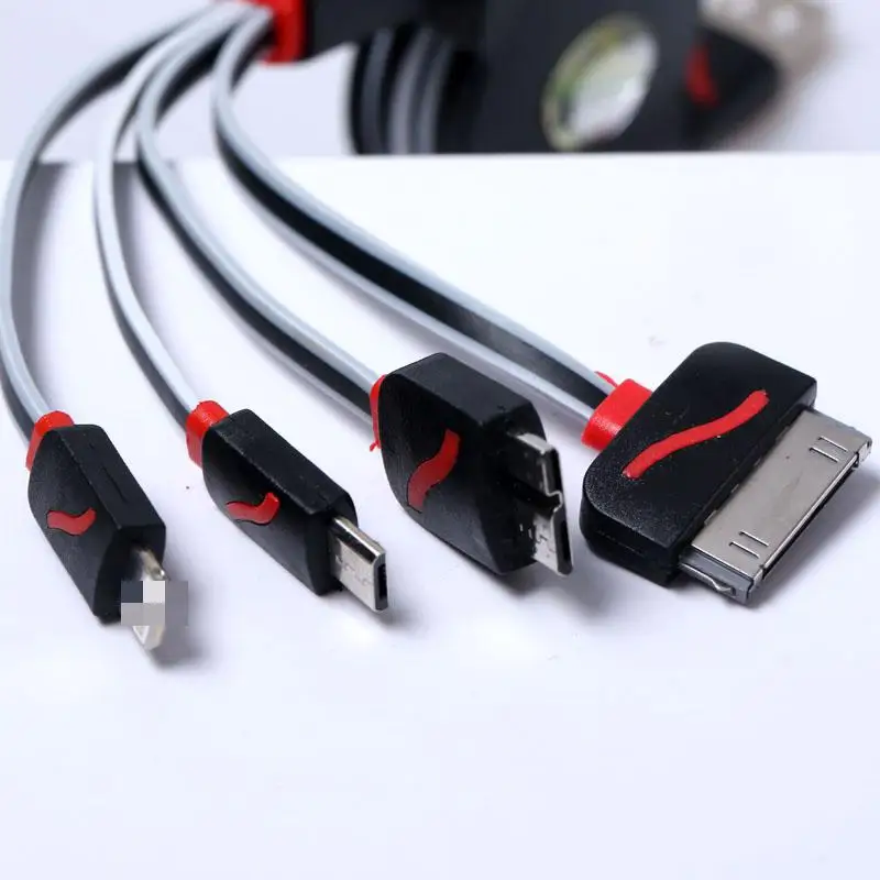 Выдвижной четыре в одном зарядный кабель Многофункциональный микро USB зарядный шнур для мобильного телефона