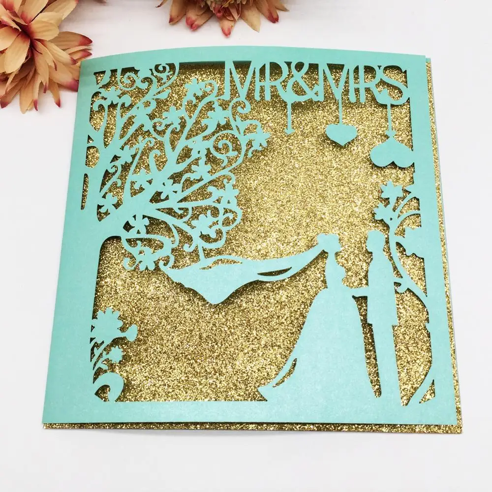 30 шт./лот темно-фиолетовые Свадебные Пригласительные карты Лазерная резка