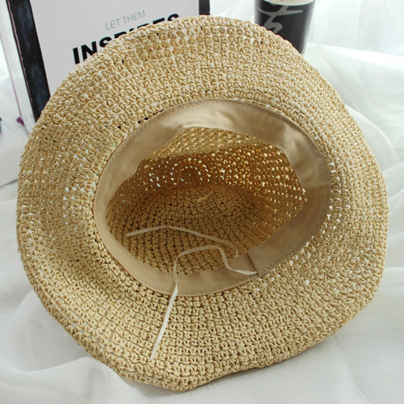 Летняя модная женская соломенная шляпа с бантом Дамская Складная Солнцезащитная
