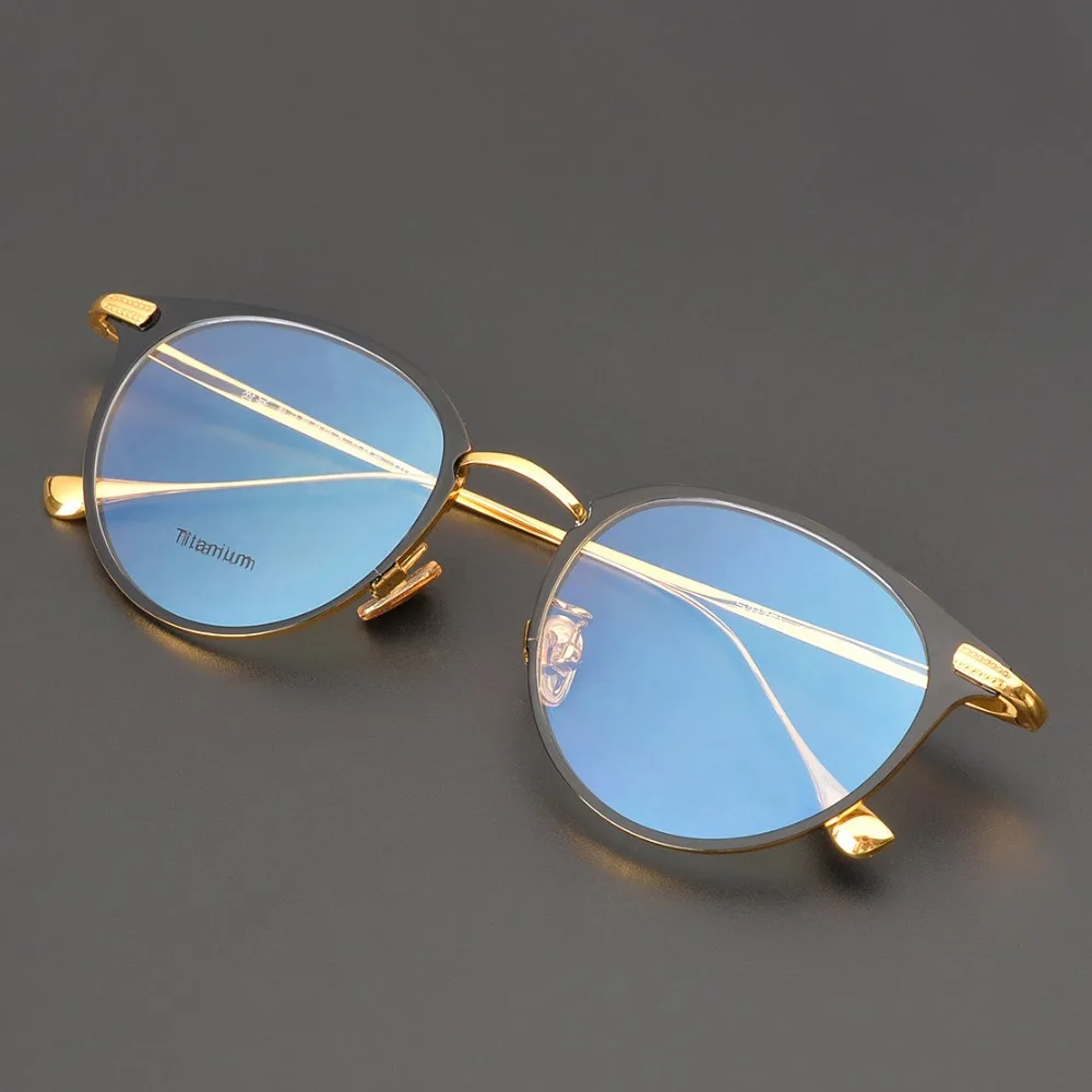Винтажные оптические очки круглой формы 100% чистый титан по назначению Gafas Oculos De