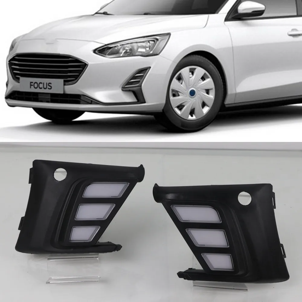 Model B CSGJMY 2 шт. автомобильный светодиод DRL дневные ходовые огни противотуманная фара вождение свет с поворотным желтым сигналом стиль реле для Ford Focus - Цвет: Model B