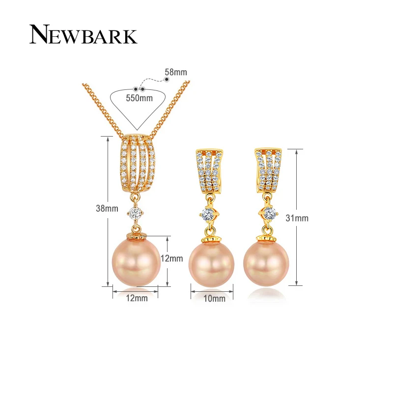 Newbark классический серебристый и розового золота Цвет Ювелирные наборы CZ Круглый