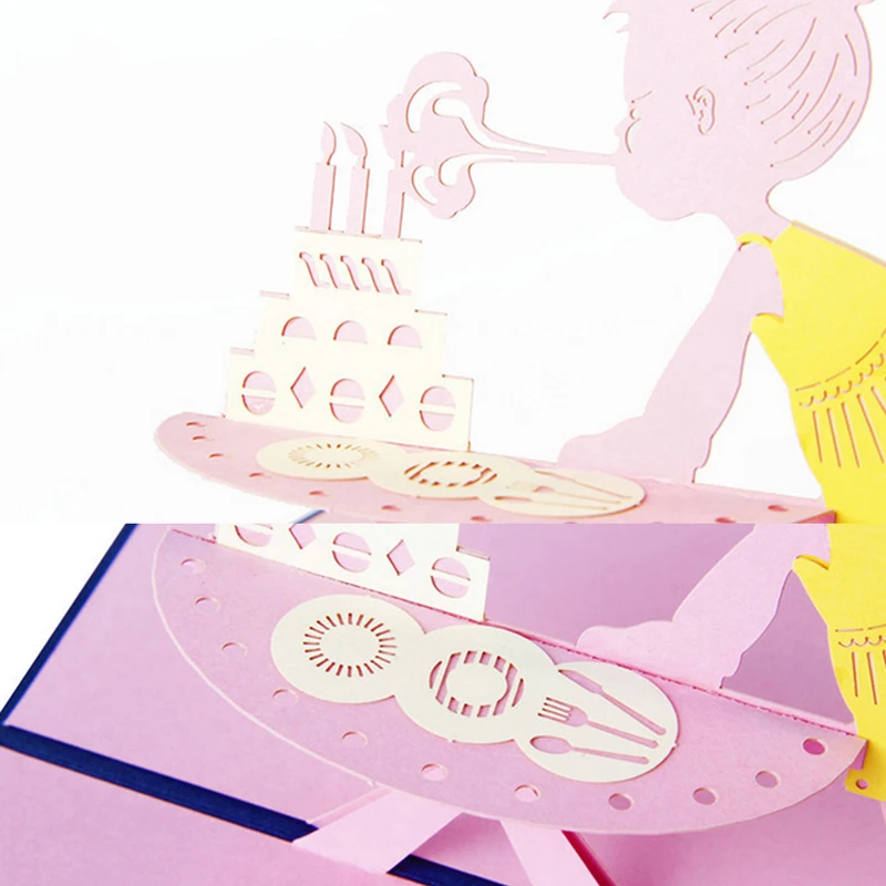 3D всплывающие девушки день рождения поздравительная открытка Рождество День