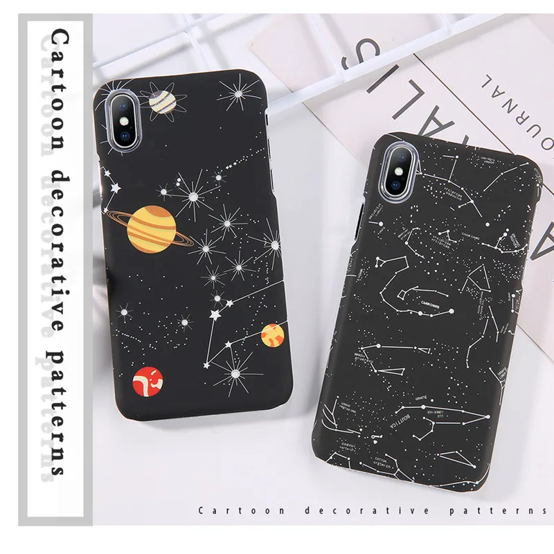 IPWSOO чехол для телефона со звездами для iPhone 6 6s 7 8 Plus X XS MAX XR космическая планета Созвездие узор Жесткий ПК для iPhone 7 чехол для телефона