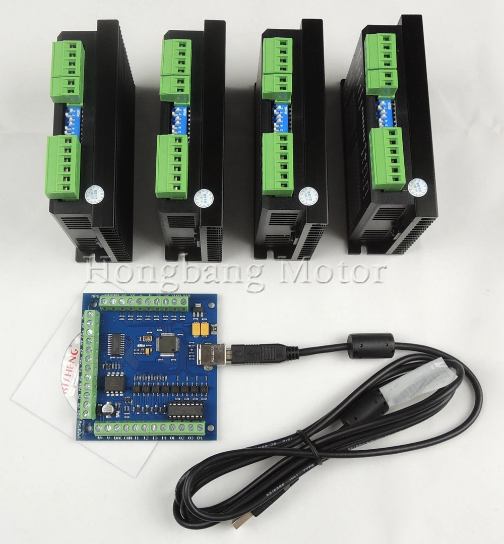 CNC mach3 usb 4 осевой комплект шт. DM542 Драйвер шагового двигателя + один USB шаговый