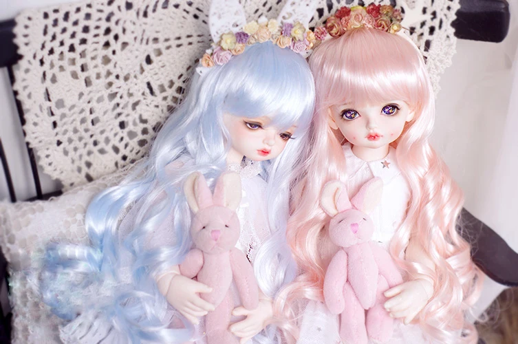 

BJD doll wigs water blue water pink Imitation mohair long curly hair wigs for 1/3 1/4 1/6 BJD DD SD MSD YOSD doll wigs