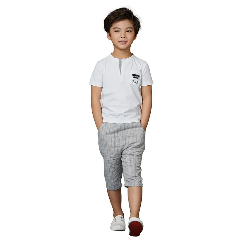 Ujar детей Летняя Новинка 2017 г. вышивка по колено повседневные штаны в полоску для