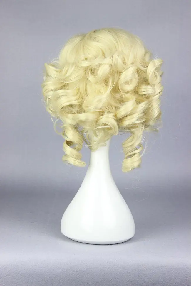 HOT Sell!!! Cinderella fairy godmother Style Short Deep Curly Noble Golden Nice Cosplay Wig |