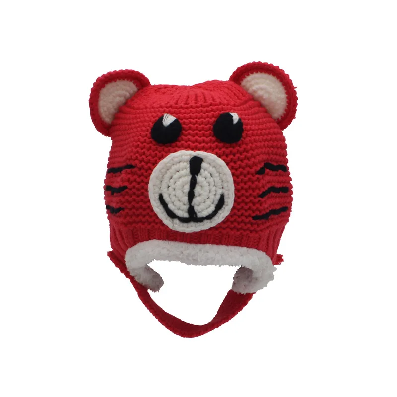 Red Cat Зимняя вязаная шапочка для малыша с плюшевой подкладкой, детская шапочка для девочек и мальчиков, детская шапочка с рисунком для детей 4-24 месяцев, 1 шт - Цвет: Red Cat