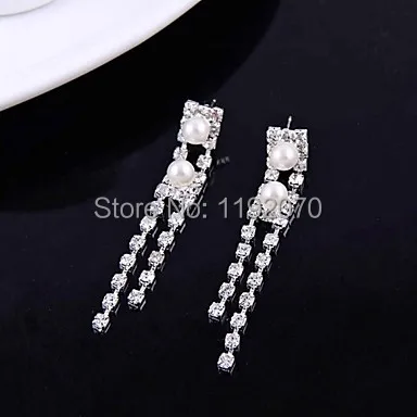 (1 Pc)European (iamond Pearl Tassels) as Picture Alloy Necklace and Earring|necklace wire|necklace earring setnecklace rack |