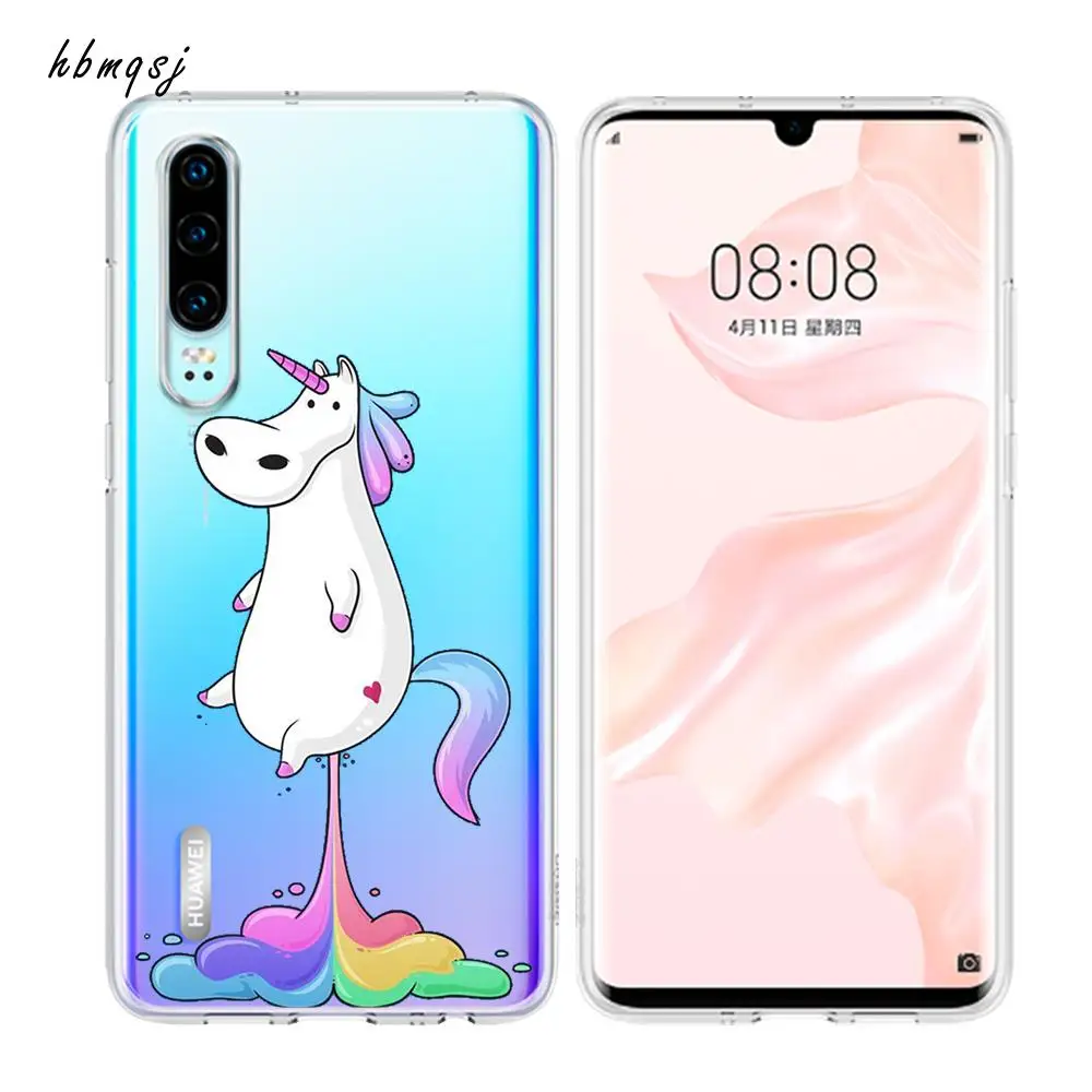 Милый чехол для huawei honor 8 lite p8 p9 2017 силиконовый мягкий из ТПУ с радужным единорогом