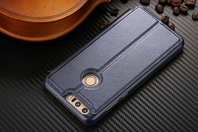 Для Huawei Honor 8, Роскошный чехол из искусственной кожи, умный флип-чехол с подставкой, чехлы для Huawei Honor 8, задняя крышка и окошко обзора, чехлы
