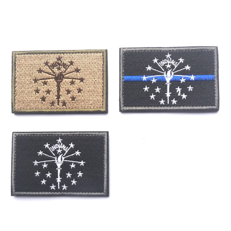 Indiana State Flag Tactical Morale Patch INDIANA FLAG Embroidered Badge High Qualiy Hook &amp Loop Decorative Clothing | Дом и сад