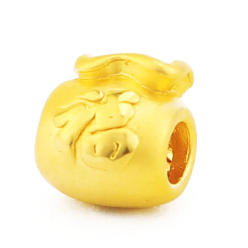 Чистый 24K желтое золото браслет 3D 999 Золото фу сумка красный 0 4 5g|Браслеты с